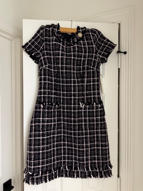 Harper Rose Dresses & Skirts - Brand new Harper Rose black and pink Tweed Mini Dress with Fringe Trim